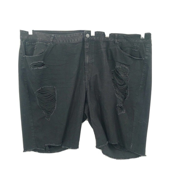 Refuge black destructed jean Shorts womens size 26 bermuda high rise 9 in inseam - Picture 1 of 10